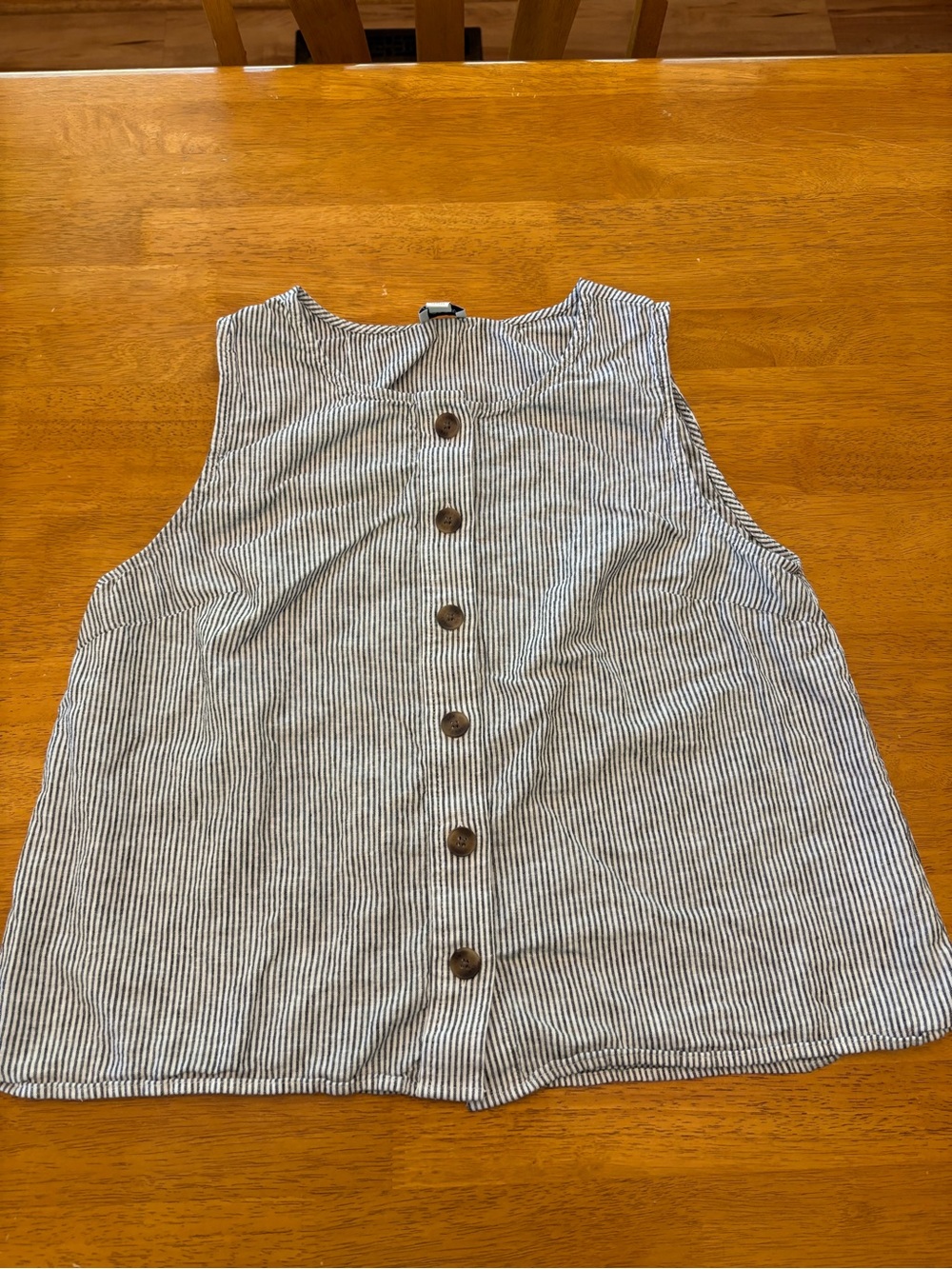 J. Crew Navy & White Striped Sleeveless Button-Front Top - Picture 2 of 4